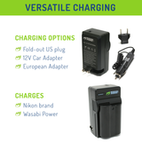 Nikon EN-EL15, EN-EL15a, EN-EL15b, EN-EL15c Battery (2-Pack) and Charger by Wasabi Power