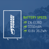Nikon EN-EL18d Battery (2-Pack) and Dual Charger by Wasabi Power