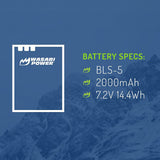 Olympus BLS-01, BLS-1, PS-BLS1, BLS-5, BLS-50, PS-BLS5 Battery by Wasabi Power