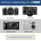 Pentax D-LI68, D-LI122 Battery (2-Pack) and Charger by Wasabi Power