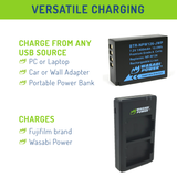 Fujifilm NP-W126, NP-W126S Battery (2-Pack) and Micro USB Dual Charger by Wasabi Power