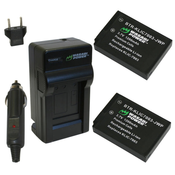 Kodak KLIC-7003 Battery (2-Pack) and Charger by Wasabi Power