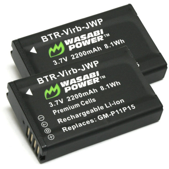 Garmin 010-11654-03, VIRB, VIRB Elite Battery (2-Pack) by Wasabi Power