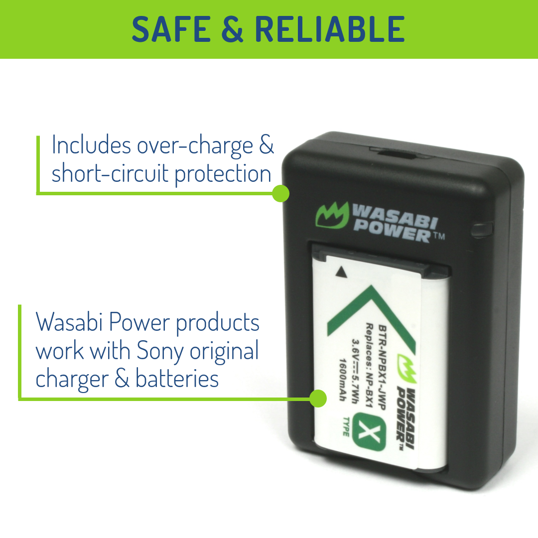 Sony NP-BX1, NP-BX1/M8 Battery (2-Pack) and Dual Charger by Wasabi