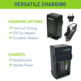 Kodak LB-060 Battery (2-Pack) and Charger by Wasabi Power