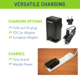 Sony NP-F330, NP-F530, NP-F550, NP-F570, (L Series) Battery (2-Pack) and Charger by Wasabi Power