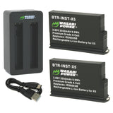 Insta360 X5 Battery (2-Pack) and Dual USB-C Charger by Wasabi Power