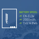 Nikon EN-EL3e Battery by Wasabi Power