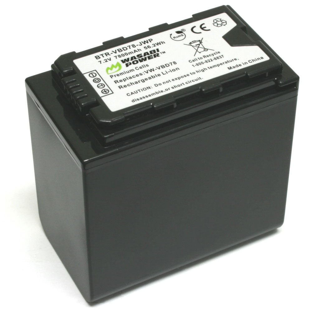 2x Batteria Estensilo 7800mAh Per Panasonic VW-VBD55 E VW-VBD25 - Ricarica Per Videocamera Con Indicatore LED