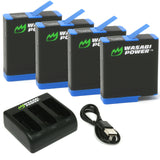 GoPro HERO8 Battery (4-Pack) and Dual Charger Compatible with HERO7 Black, HERO6, HERO5 by Wasabi Power