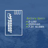 Pentax D-LI90, D-L190 Battery by Wasabi Power