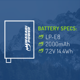 Canon LP-E8 Battery (2-Pack) and Charger by Wasabi Power
