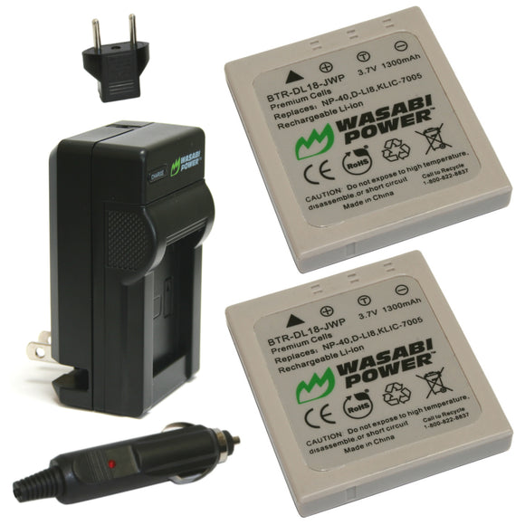 Samsung SLB-0737, SLB-0837 Battery (2-Pack) and Charger by Wasabi Power