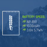 Sony NP-BX1, NP-BX1/M8 Battery (2-Pack) by Wasabi Power