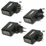 USB Wall Charger (World Plugs, 2-Port, 3.1A) by Wasabi Power