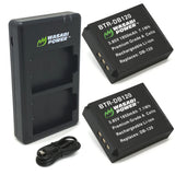 Ricoh DB-120 Battery (2-Pack) and USB-C Dual Charger by Wasabi Power