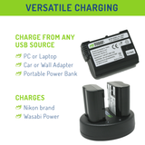 Nikon EN-EL15, EN-EL15a, EN-EL15b, EN-EL15c Battery (2-Pack) and Dual Charger by Wasabi Power