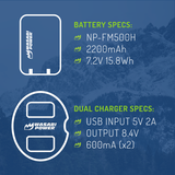 Sony NP-FM500H Battery (2-Pack) and Dual Charger by Wasabi Power