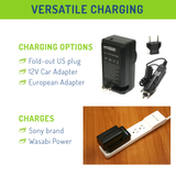 Sony NP-F730, NP-F750, NP-F760, NP-F770 (L Series) Battery (2-Pack) and Charger by Wasabi Power