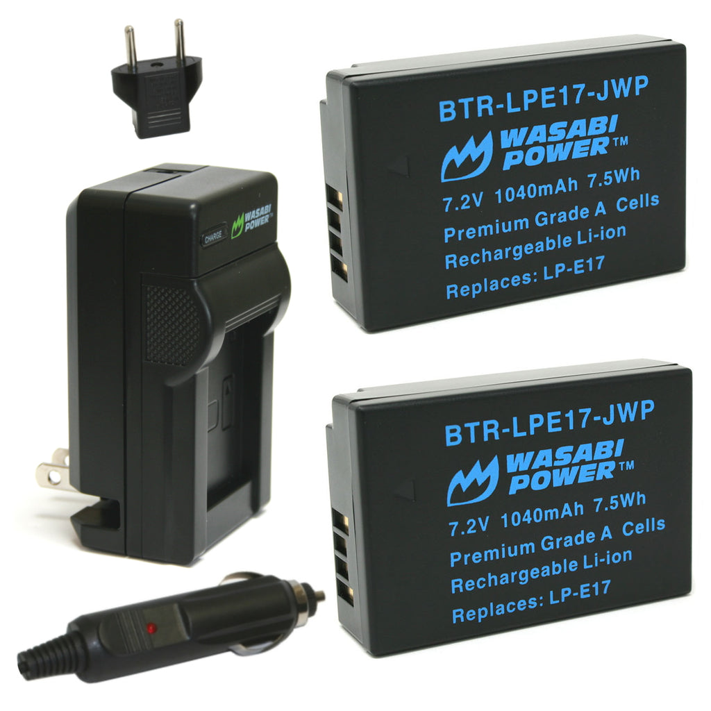 Canon LP-E17 Battery (2-Pack) and Charger for Canon EOS RP, EOS M6 Mark II,  M6, M5, M3, EOS Rebel T8i, T7i, T6i, T6s, EOS Rebel SL3, SL2, EOS 77D –  Wasabi Power