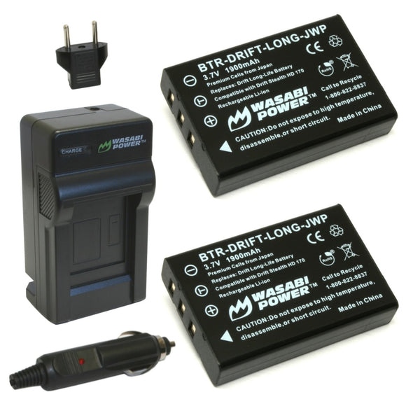 Drift Cameras Battery (2-Pack) and Charger by Wasabi Power