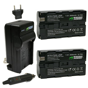 Sony NP-F330, NP-F530, NP-F550, NP-F570, (L Series) Battery (2-Pack) and Charger by Wasabi Power
