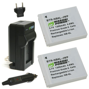 Canon NB-6L, NB-6LH, CB-2LY Battery (2-Pack) and Charger by Wasabi Power