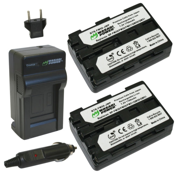 Sony NP-FM50 Battery (2-Pack) and Charger by Wasabi Power