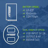 Canon LP-E17 Battery (2-Pack) and Dual Charger by Wasabi Power