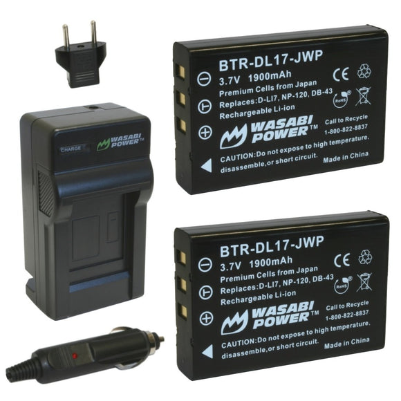 Ricoh DB-43 Battery (2-Pack) and Charger by Wasabi Power