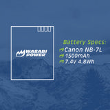 Canon NB-7L Battery by Wasabi Power