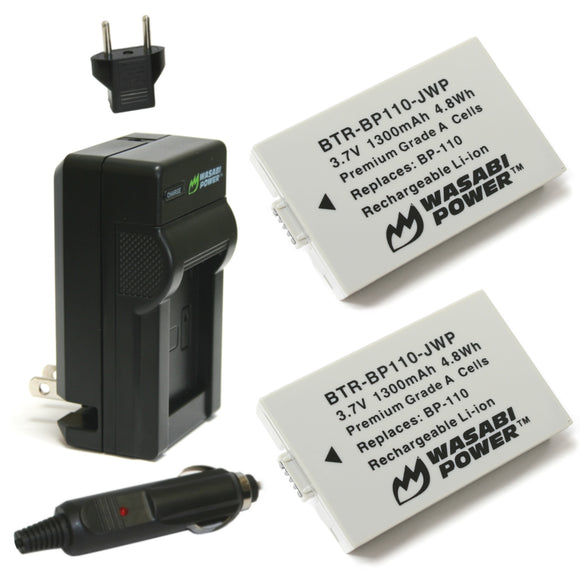 Canon BP-110 Battery (2-Pack) and Charger by Wasabi Power