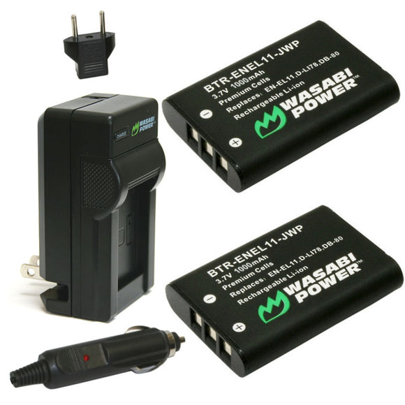 Sanyo DB-L70, DB-L70AU Battery (2-Pack) and Charger by Wasabi Power