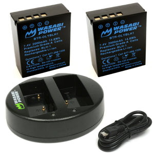 Olympus BLH-1 (Fully Decoded) Battery (2-Pack) and Dual Charger by Wasabi Power