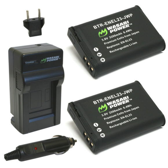 Nikon EN-EL23 Battery (2-Pack) and Charger by Wasabi Power