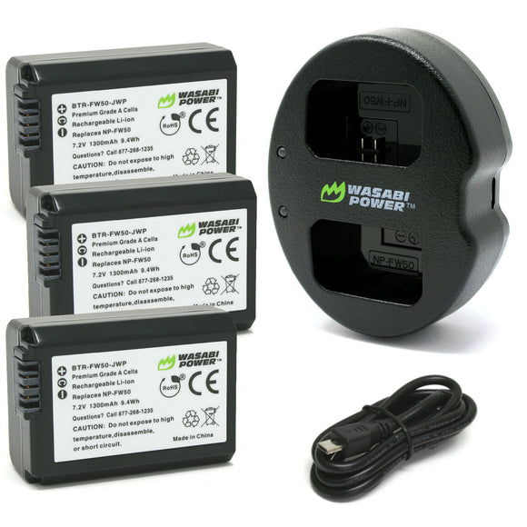 Wasabi Power Battery (2-Pack) and Dual USB Charger for Sony NP-FZ100, BC-QZ1 and Sony A9, a7R III, A7 III