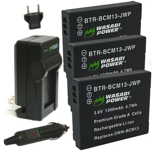 Panasonic DMW-BCM13 Battery (3-Pack) and Charger by Wasabi Power