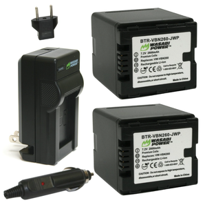 Panasonic VW-VBN260 Battery (2-Pack) and Charger by Wasabi Power