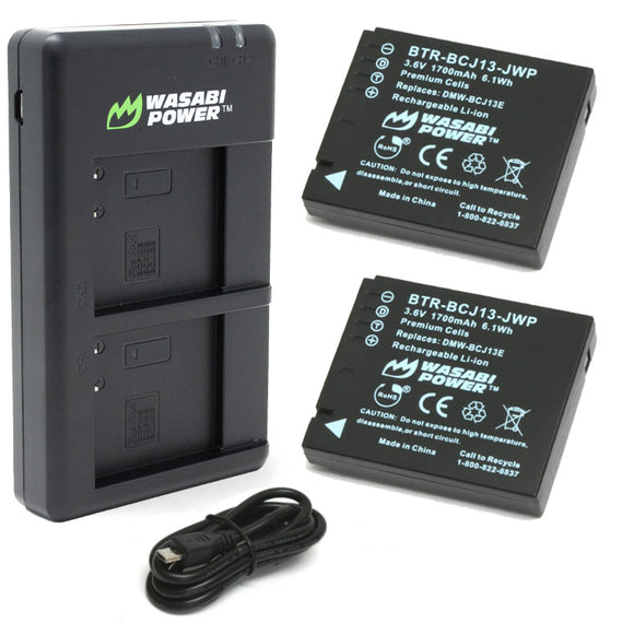Panasonic DMW-BCJ13 Battery (2-Pack) and USB Dual Charger for by Wasabi Power
