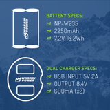 Fujifilm NP-W235 Battery (2-Pack) and Dual Charger by Wasabi Power