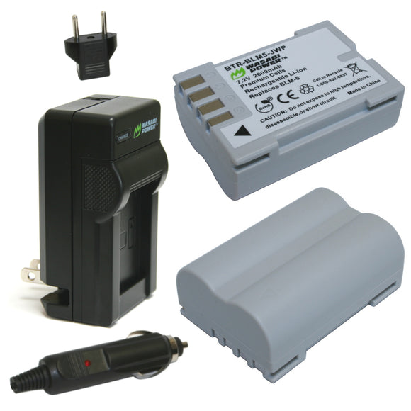 Olympus BLM-5, BLM-1 Battery (2-Pack) and Charger by Wasabi Power