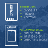 Panasonic DMW-BLE9, DMW-BLG10 Battery (2-Pack) and Charger by Wasabi Power