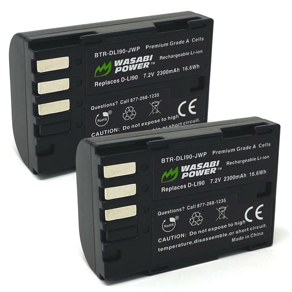 Pentax D-LI90, D-L190 Battery (2-Pack) by Wasabi Power