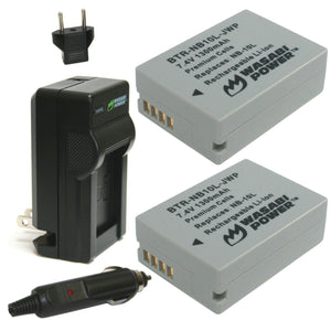Canon NB-10L, CB-2LC Battery (2-Pack) and Charger by Wasabi Power