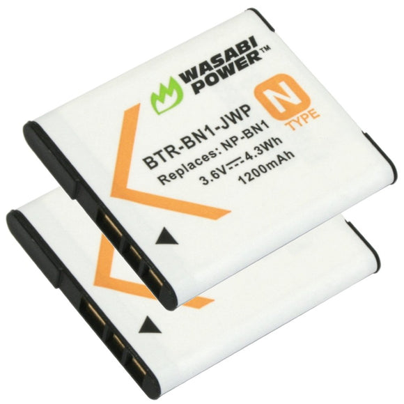 Sony NP-BN, NP-BN1 Battery (2-Pack) by Wasabi Power