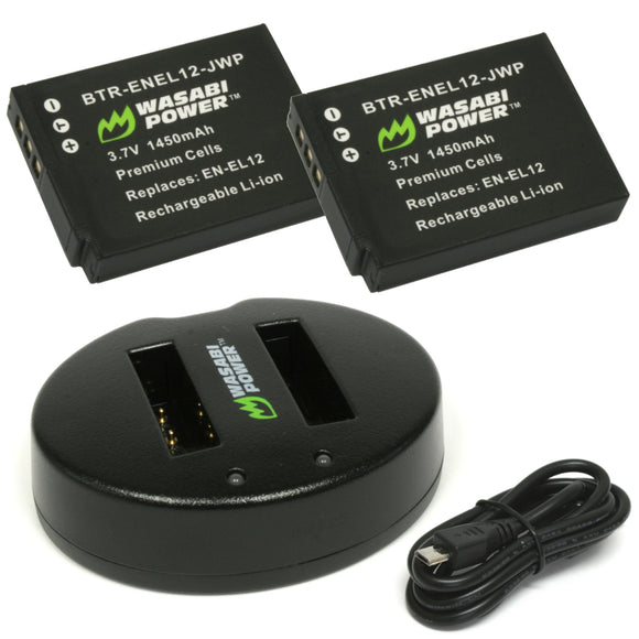 Nikon EN-EL12 Battery (2-Pack) and Dual Charger by Wasabi Power