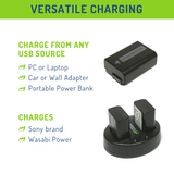 Sony NP-FW50 Battery (4-Pack) and Dual USB Charger by Wasabi Power
