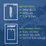 Panasonic DMW-BLC12 Battery (3-Pack, Fully Decoded) and Charger by Wasabi Power