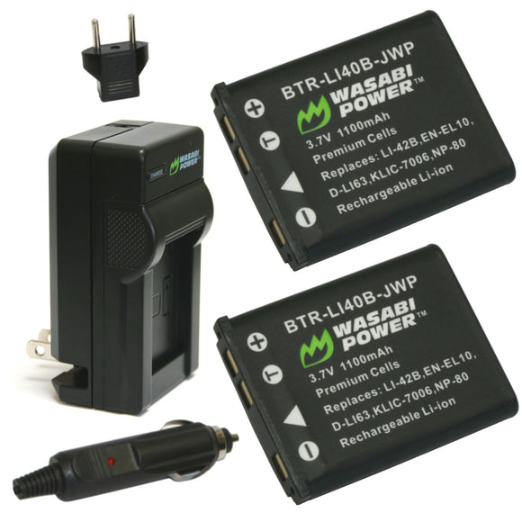 Pentax D-LI108, D-LI63 Battery (2-Pack) and Charger by Wasabi Power