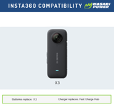Insta360 X3 Battery (2-Pack) and Dual Charger by Wasabi Power